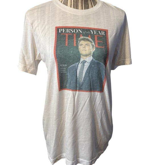Bella Canvas Tops - Bella Canvas Tee Medium White Short Sleeve Time Magazine Zach Wilson Faded Print